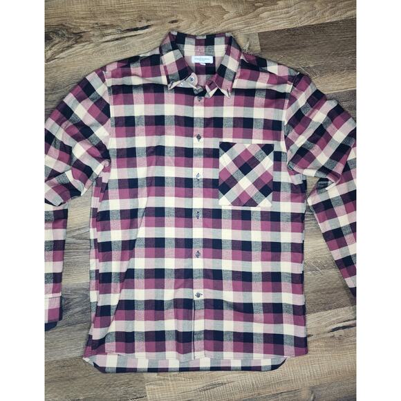 Public School New York Men’s Flannel Shirt Size Large Plaid Button Up Long Sleev - Picture 4 of 14